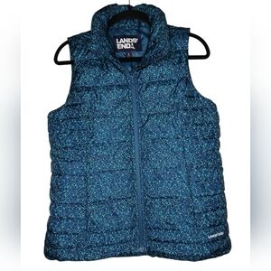 Lands' End Teal Blue Quilted Geometric Puffer Vest